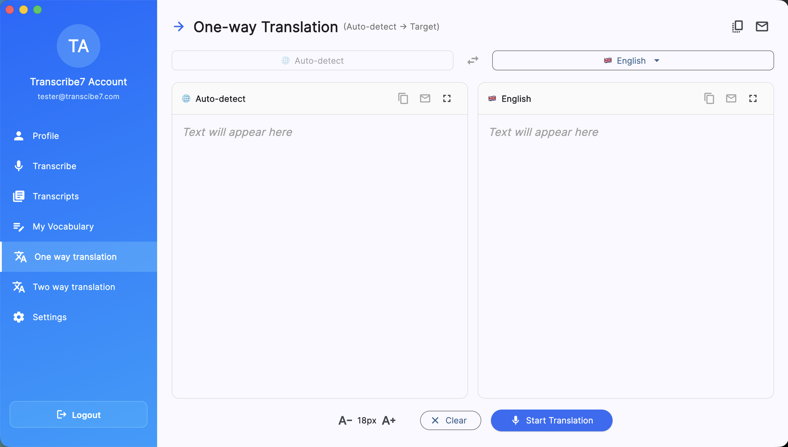Translation interface
